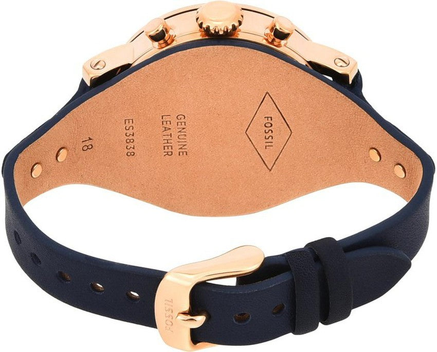  Shop Authentic Fossil Original Boyfriend Chronograph White Dial Navy Blue Leather Strap Watch for Women - ES3838 - Luxxuri