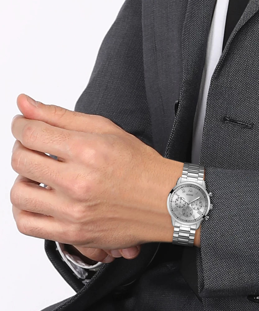  Shop Authentic Guess Hendrix Silver Dial Silver Steel Strap Watch for Men - GW0066G1 - Luxxuri