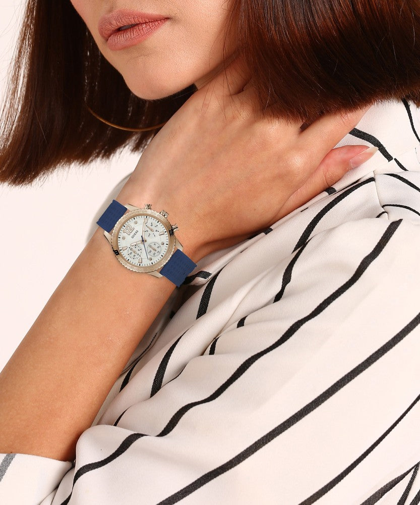  Shop Authentic Guess Marina Multifunction White Dial Blue Rubber Strap Watch for Women - W1025L4 - Luxxuri