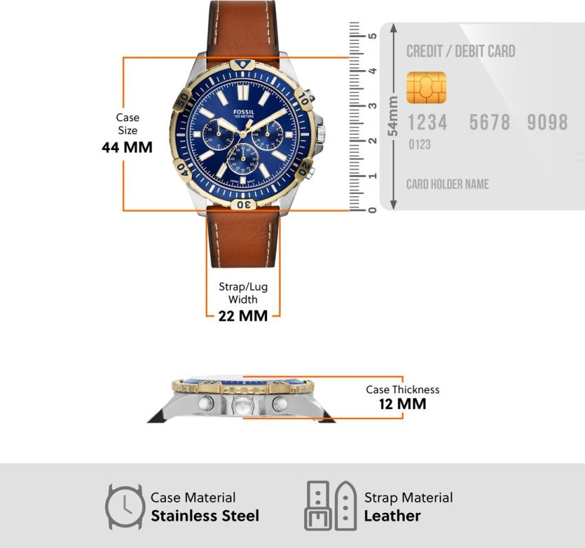  Shop Authentic Fossil Garrett Chronograph Blue Dial Brown Leather Strap Watch for Men - FS5625 - Luxxuri