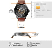  Shop Authentic Fossil Townsman Automatic Skeleton Black Dial Brown Leather Strap Watch for Men - ME3181 - Luxxuri