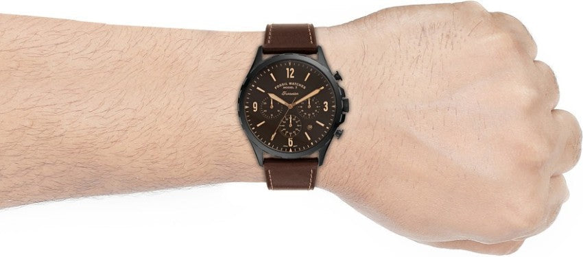  Shop Authentic Fossil Forrester Chronograph Black Dial Brown Leather Strap Watch for Men - FS5608 - Luxxuri