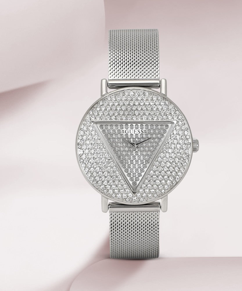  Shop Authentic Guess Iconic Diamonds Silver Dial Silver Mesh Bracelet Watch For Women - GW0477L1 - Luxxuri