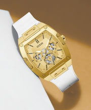  Shop Authentic Guess Phoenix Multifunction Gold Dial White Leather Strap Watch for Men - GW0202G6 - Luxxuri