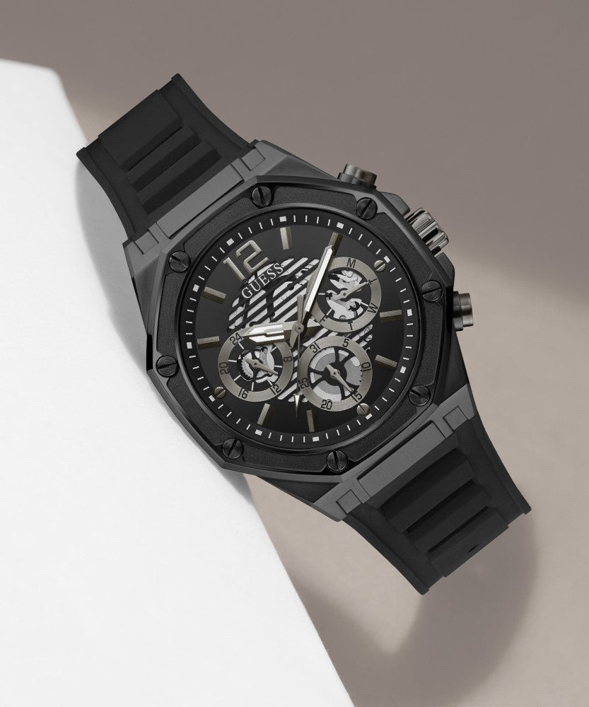 Shop Authentic Guess Momentum Black Dial Black Rubber Strap Watch for Men - GW0263G4 - Luxxuri