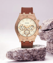  Shop Authentic Guess Analog Multifunction White Dial Brown Leather Strap Watch for Men - GW0262G3 - Luxxuri