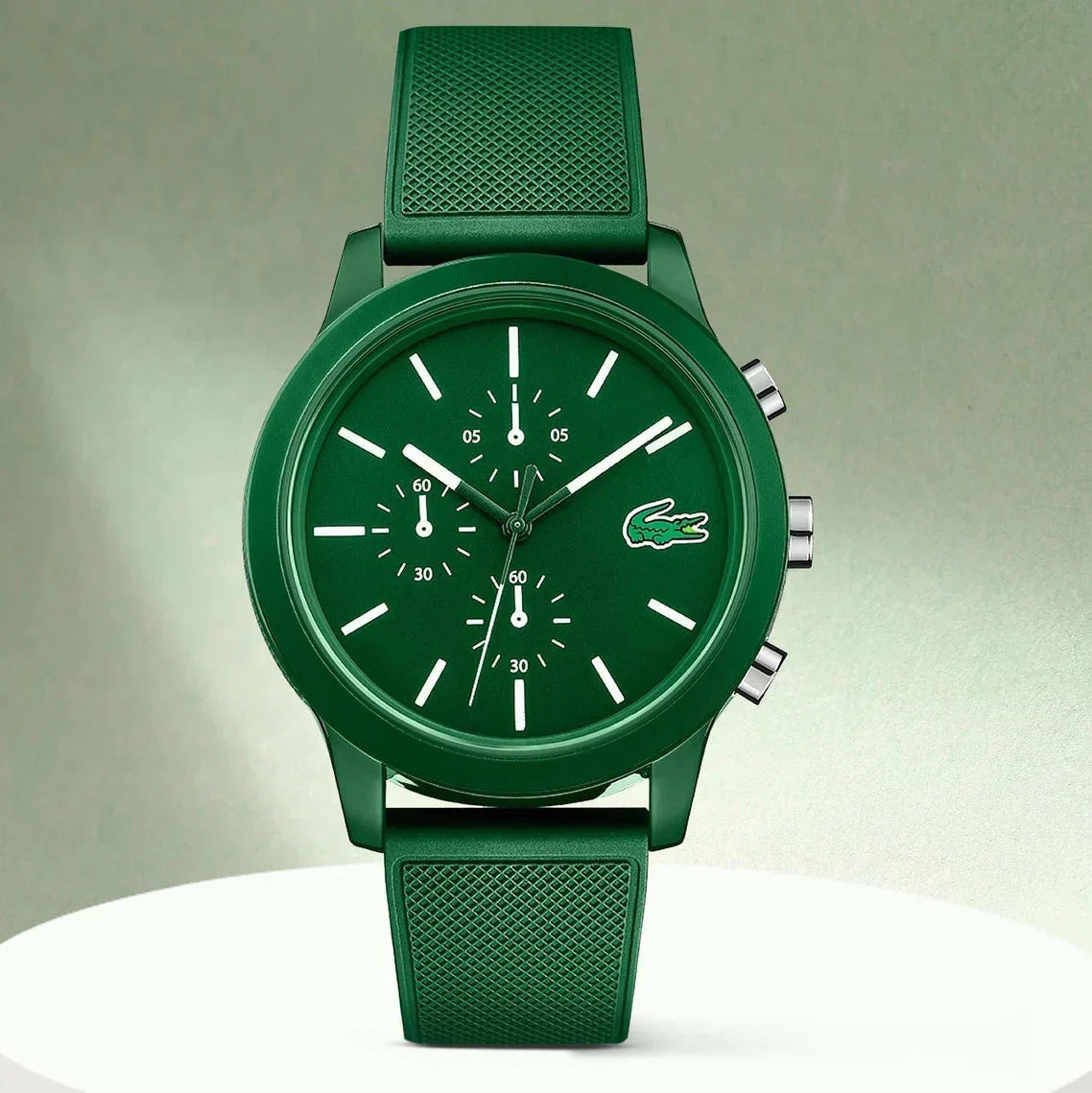 Lacoste 12.12 Chronograph Green Dial Green Silicone Strap Watch for Men - 2010973