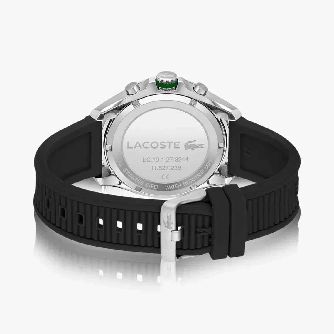 Lacoste Tiebreaker Chronograph Black Dial Black Silicone Strap Watch for Men - 2011152
