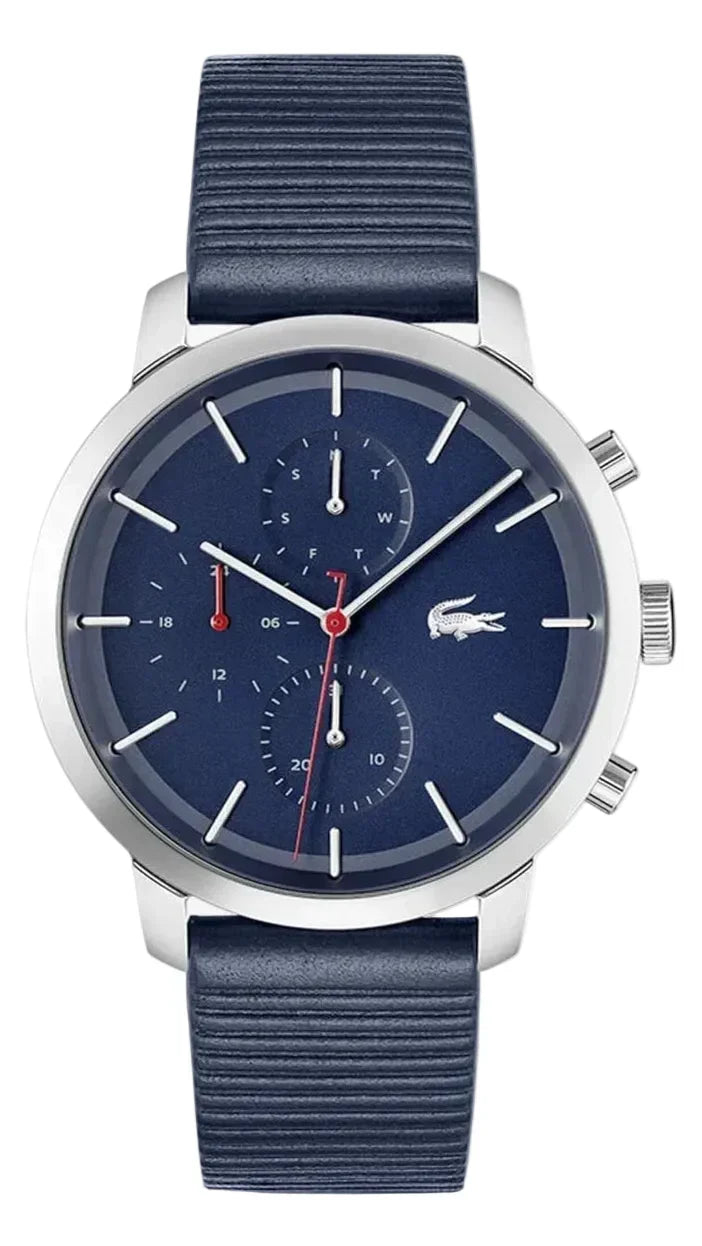 Lacoste Replay Chronograph Blue Dial Blue Leather Strap Watch for Men - 2011176