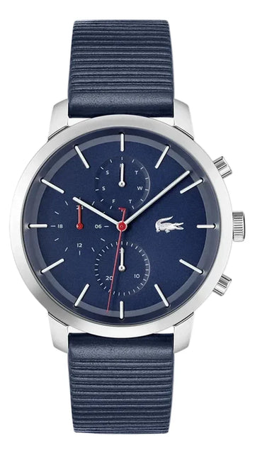 Lacoste Replay Chronograph Blue Dial Blue Leather Strap Watch for Men - 2011176