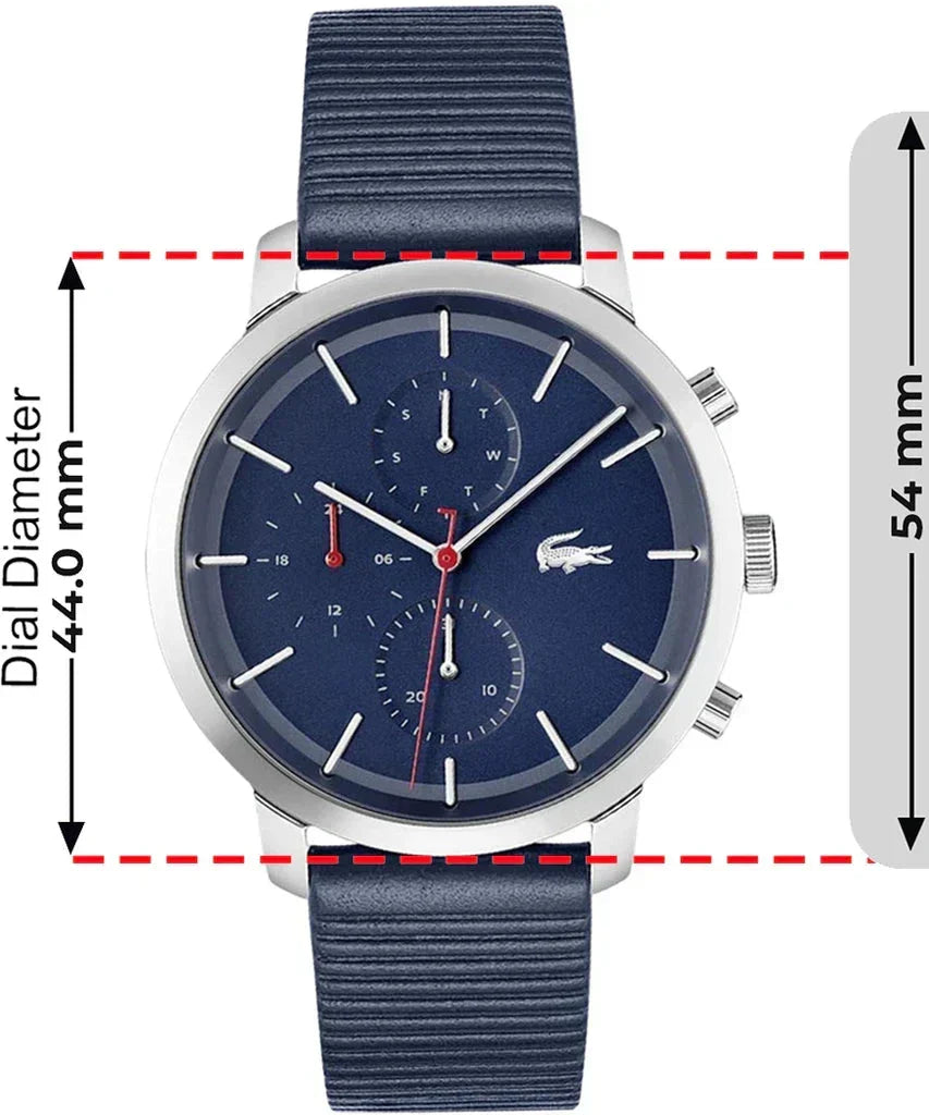 Lacoste Replay Chronograph Blue Dial Blue Leather Strap Watch for Men - 2011176