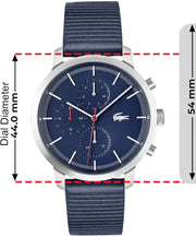 Lacoste Replay Chronograph Blue Dial Blue Leather Strap Watch for Men - 2011176