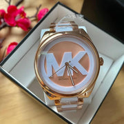  Shop Authentic Michael Kors Janelle Three Hand Rose Gold Dial Two Tone Steel Strap Watch For Women - MK7134 - Luxxuri