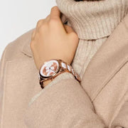  Shop Authentic Michael Kors Janelle Three Hand Rose Gold Dial Two Tone Steel Strap Watch For Women - MK7134 - Luxxuri