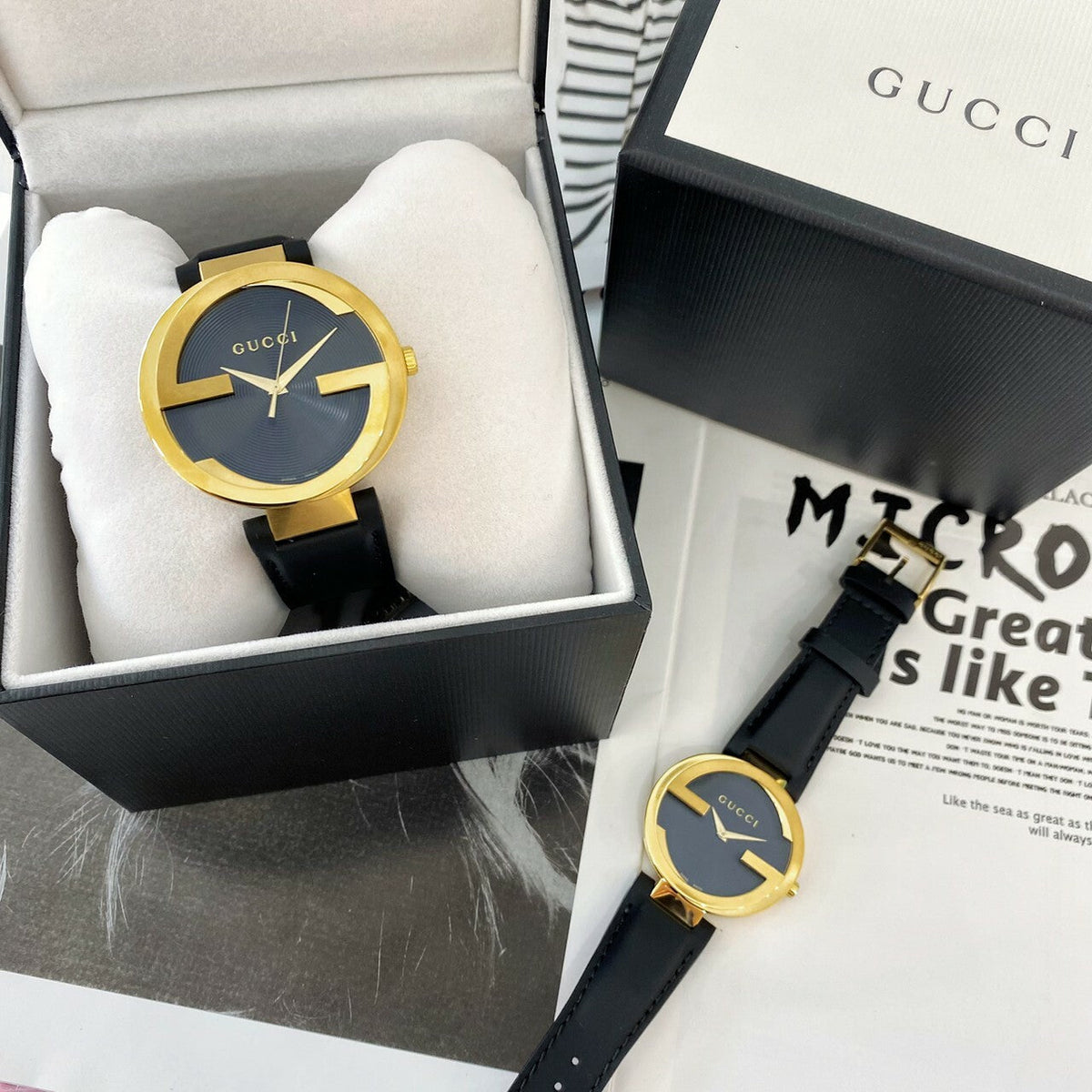  Shop Authentic Gucci G Interlocking Grammy Special Edition Black Dial Black Leather Strap Watch For Men - YA133212 - Luxxuri