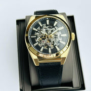  Shop Authentic Fossil Everett Automatic Skeleton Black Dial Black Leather Strap Watch for Men - ME3208 - Luxxuri