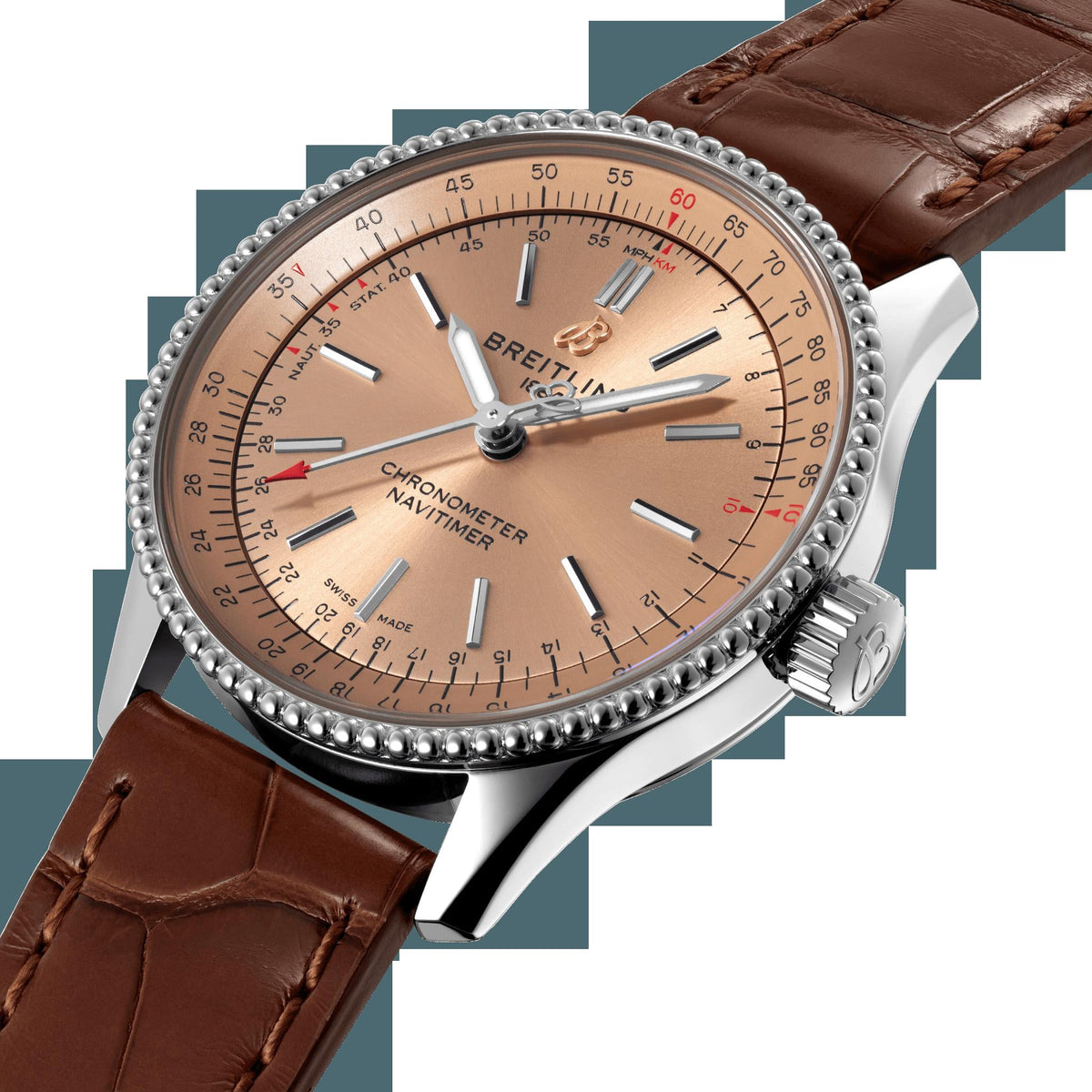  Shop Authentic Breitling Navitimer Automatic 35 Brown Dial Brown Leather Strap Watch for Men - A17395201K1P1 - Luxxuri