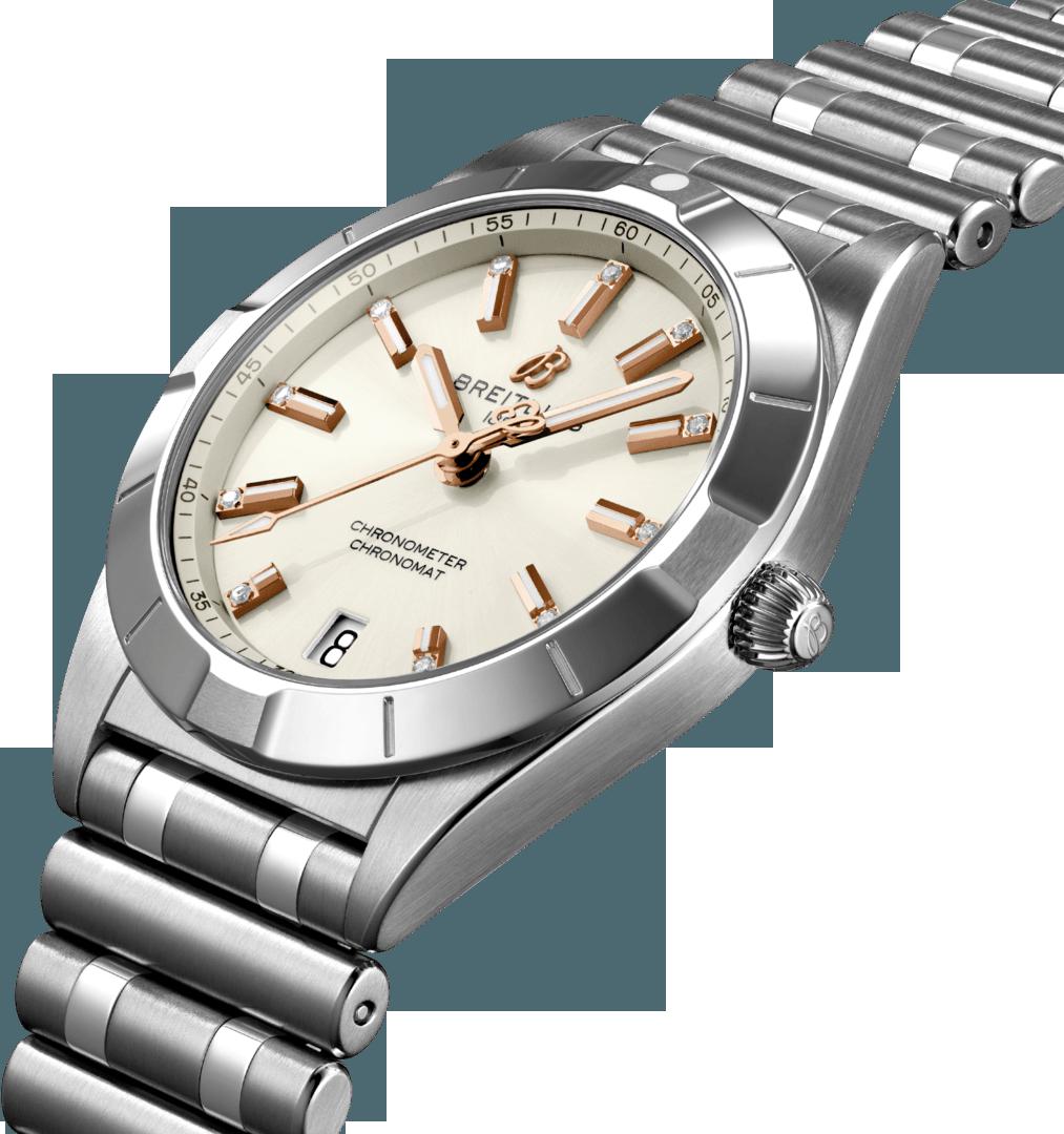  Shop Authentic Breitling Chronomat 32 Diamonds White Dial Silver Steel Strap Watch for Women - A77310101A3A1 - Luxxuri