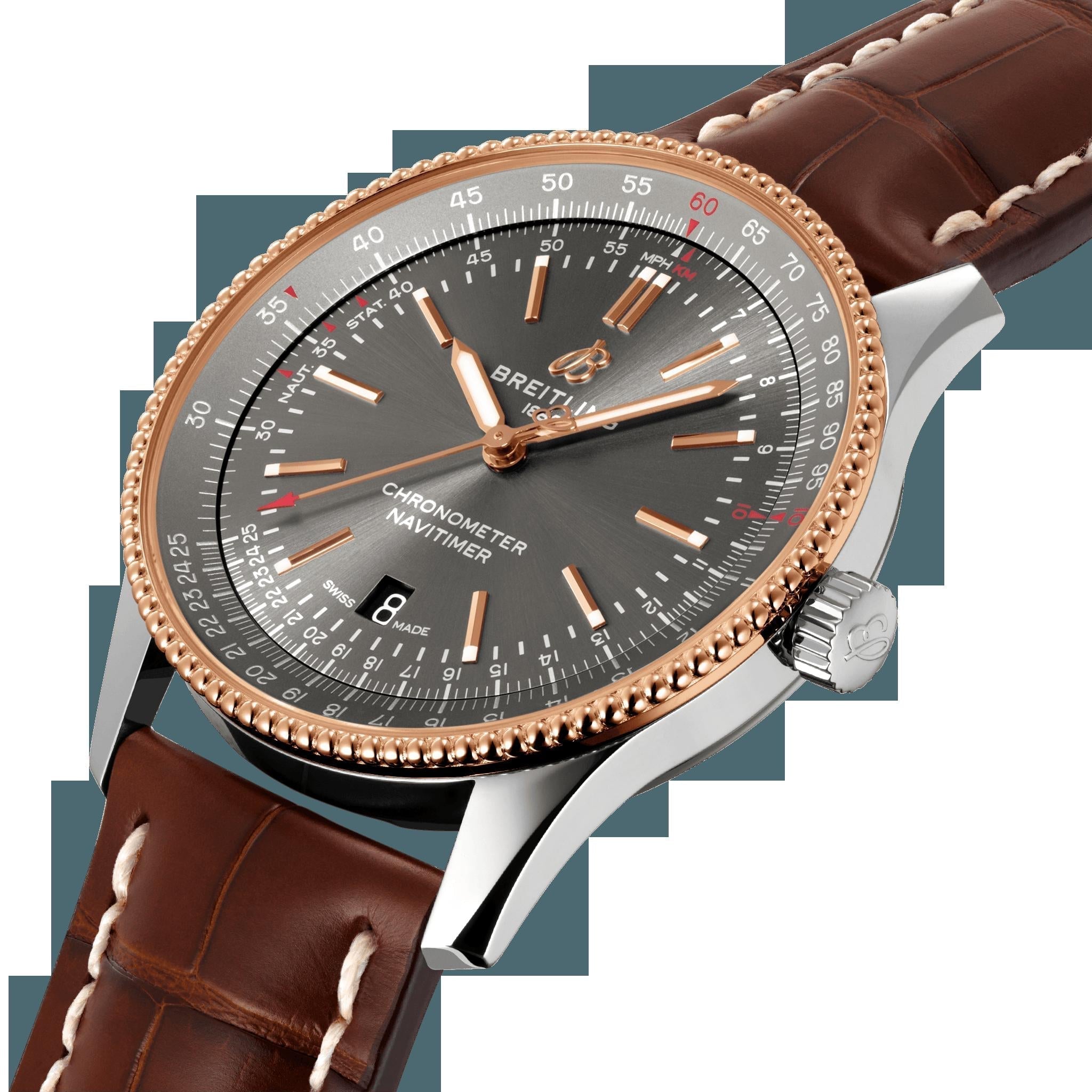  Shop Authentic Breitling Navitimer Automatic 41 Grey Dial Brown Leather Strap Watch for Men - U17326121M1P1 - Luxxuri