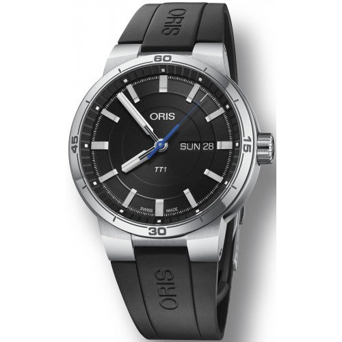  Shop Authentic Oris TT1 Day Date Black Dial Black Rubber Strap Watch for Men - 0173577524154-0742406FC - Luxxuri