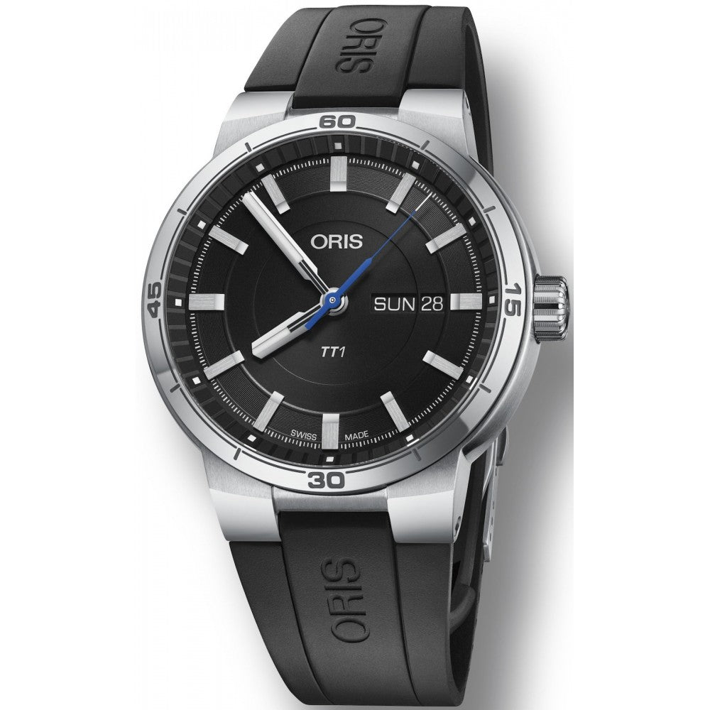  Shop Authentic Oris TT1 Day Date Black Dial Black Rubber Strap Watch for Men - 0173577524154-0742406FC - Luxxuri