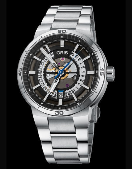  Shop Authentic Oris TT1 Engine Date Skeleton Black Dial Silver Steel Strap Watch for Men - 0173377524124-0782408 - Luxxuri