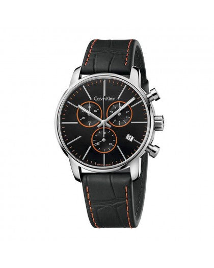  Shop Authentic Calvin Klein City Chronograph Black Dial Black Leather Strap Watch for Men - K2G271C1 - Luxxuri
