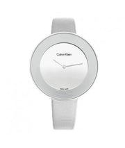  Shop Authentic Calvin Klein Chic Silver Dial White Leather Strap Watch for Women - K7N23UP8 - Luxxuri