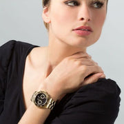  Shop Authentic Marc Jacobs Blade Chronograph Black Dial Gold Steel Strap Watch for Women - MBM3309 - Luxxuri