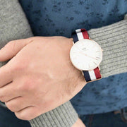  Shop Authentic Daniel Wellington Classic Cambridge White Dial Two Tone NATO Strap Watch For Men - DW00100003 - Luxxuri