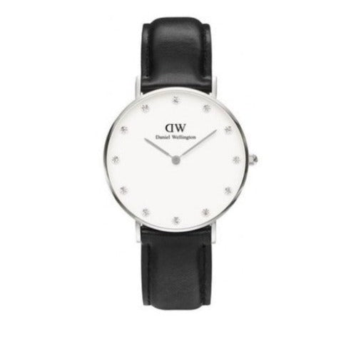  Shop Authentic Daniel Wellington Classy Sheffield White Dial Black Leather Strap Watch For Women - DW00100080 - Luxxuri