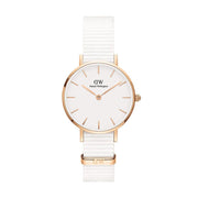  Shop Authentic Daniel Wellington Petite Dover Quartz White Dial White NATO Strap Watch For Women - DW001000313 - Luxxuri