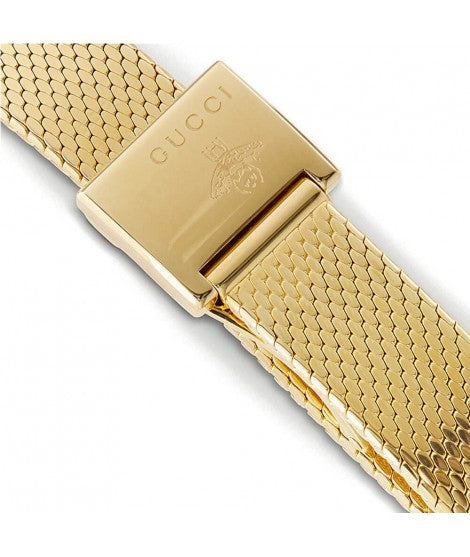  Shop Authentic Gucci G Frame Quartz Diamonds White Red Blue Dial Gold Mesh Bracelet Watch For Women - YA147511 - Luxxuri