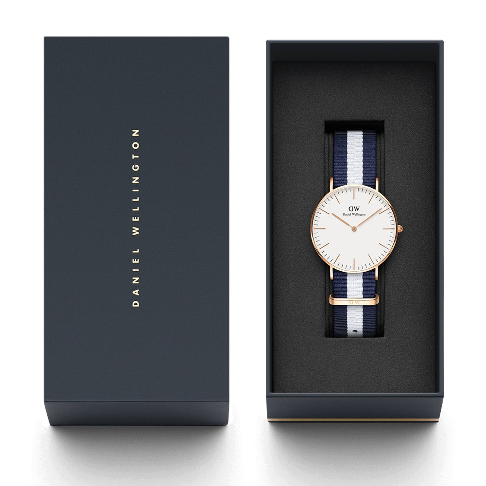  Shop Authentic Daniel Wellington Classic Glasgow White Dial Two Tone NATO Strap Watch For Women - DW00100031 - Luxxuri