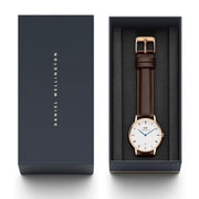  Shop Authentic Daniel Wellington Dapper Bristol White Dial Brown Leather Strap Watch For Women - DW00100094 - Luxxuri