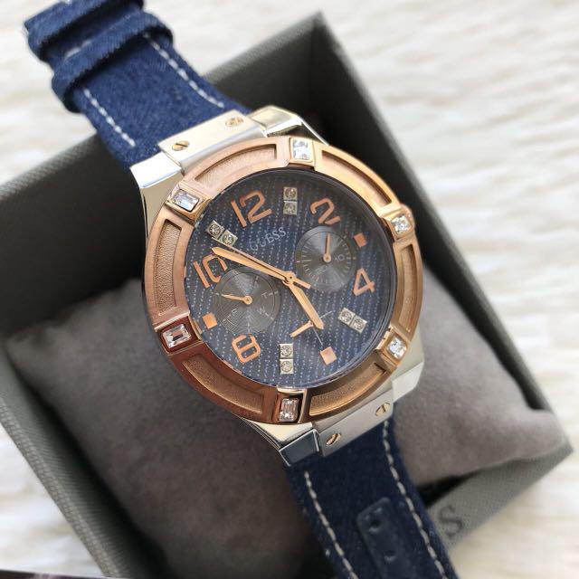  Shop Authentic Guess Jet Setter Analog Blue Dial Blue Denim Strap Watch For Women - W0289L1 - Luxxuri