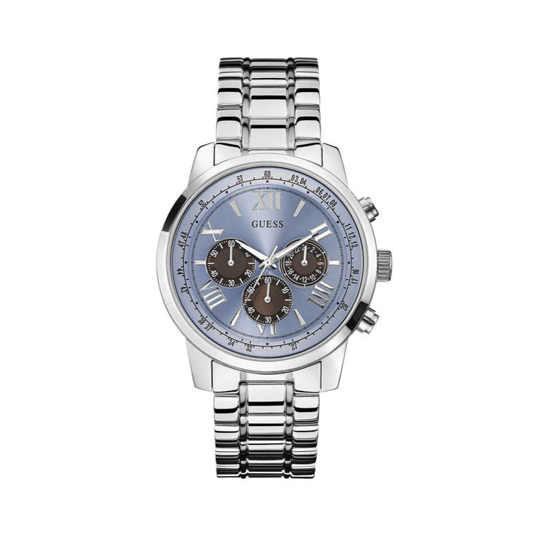  Shop Authentic Guess Horizon Chronograph Quartz Blue Dial Silver Steel Strap Watch for Men - W0379G6 - Luxxuri