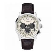  Shop Authentic Guess Chronograph Quartz White Dial Brown Leather Strap Watch For Men - W0380G1 - Luxxuri
