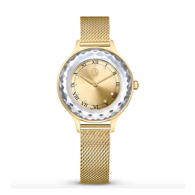  Shop Authentic Swarovski Octea Nova Analog Gold Dial Gold Mesh Strap Watch for Women - 5649993 - Luxxuri