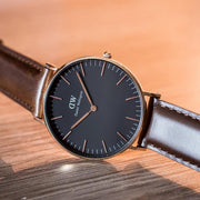  Shop Authentic Daniel Wellington Classic Bristol Black Dial Brown Leather Strap Watch for Men - DW00100137 - Luxxuri