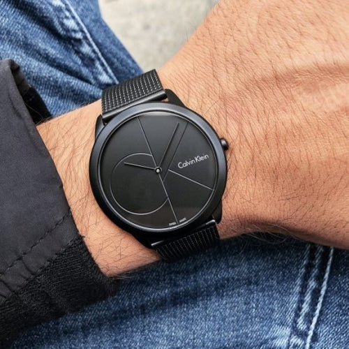  Shop Authentic Calvin Klein Minimal Black Dial Black Mesh Bracelet Watch for Men - K3M514B1 - Luxxuri
