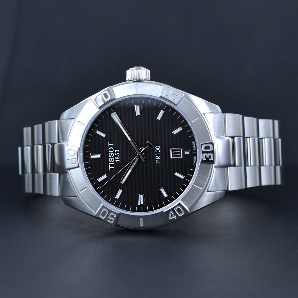  Shop Authentic Tissot PR 100 Sport Quartz Black Dial Silver Steel Strap Watch For Men - T101.610.11.051.00 - Luxxuri