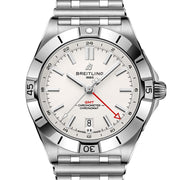  Shop Authentic Breitling Chronomat GMT 40 White Dial Silver Steel Strap Watch for Men - A32398101A1A1 - Luxxuri