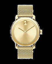  Shop Authentic Movado Bold Diamonds Gold Dial Gold Mesh Bracelet Watch For Men - 3600460 - Luxxuri