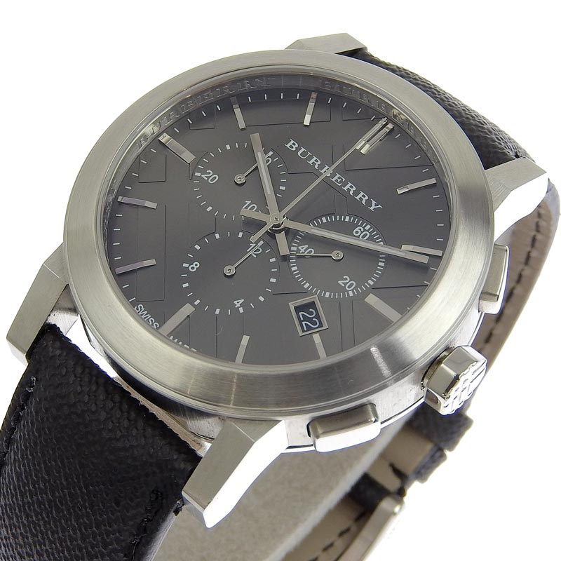  Shop Authentic Burberry The City Grey Dial Black Leather Strap Watch for Men - BU9362 - Luxxuri