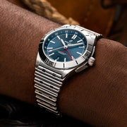  Shop Authentic Breitling Chronomat GMT 40 Blue Dial Silver Steel Strap Watch for Men - A32398101C1A1 - Luxxuri