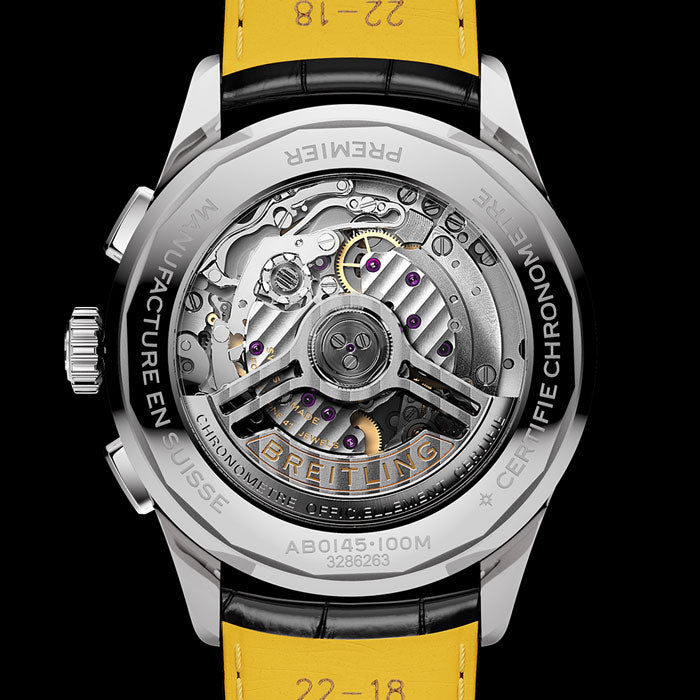  Shop Authentic Breitling Premier B01 Chronograph 42 Black Dial Black Leather Strap Watch for Men - AB0145221B1P1 - Luxxuri