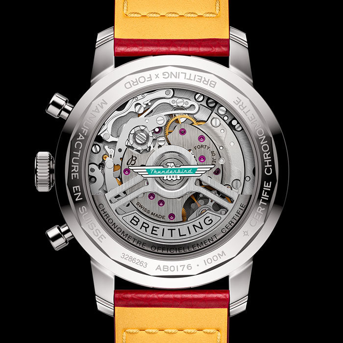  Shop Authentic Breitling Top Time B01 Ford Thunderbird White Dial Red Leather Strap Watch for Men - AB01766A1A1X1 - Luxxuri