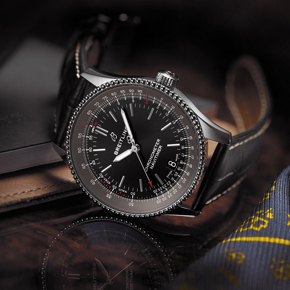  Shop Authentic Breitling Automatic 41mm Black Dial Black Leather Strap Watch for Men - A17326241B1P1 - Luxxuri