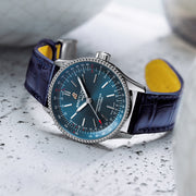  Shop Authentic Breitling Navitimer Automatic 35 Blue Dial Blue Leather Strap Watch for Men - A17395161C1P1 - Luxxuri